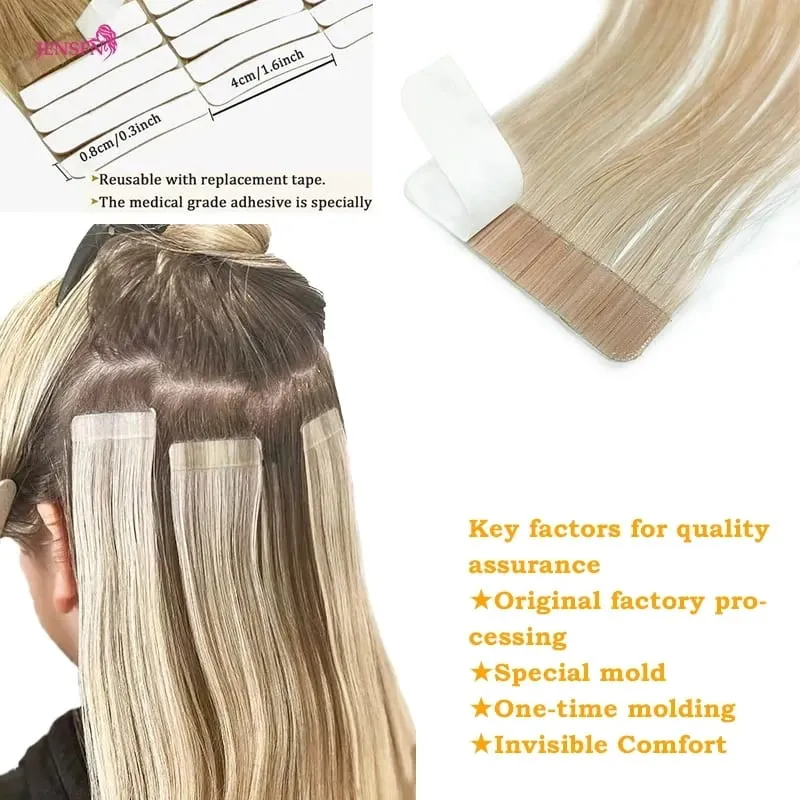Tape In Hair Extension 100% Real Human Hair Straight Hair Seamless Invisible Skin Weft Remy Tape Ins Brown Blonde Womem