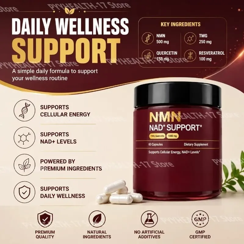 NMN NAD+ Support Supplement 1000mg with TMG & Quercetin for Cellular Energy Healthy Aging & Antioxidant Support 60 Capsules
