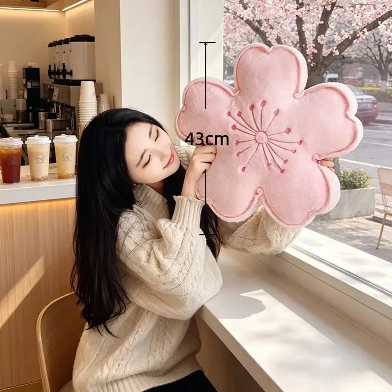 Cherry Blossom Plush Pillow Flower Stuffed Cushion Squishy Sofa Cushion Home Decor Toy Afternoon Nap Pillow Birthday Gifts