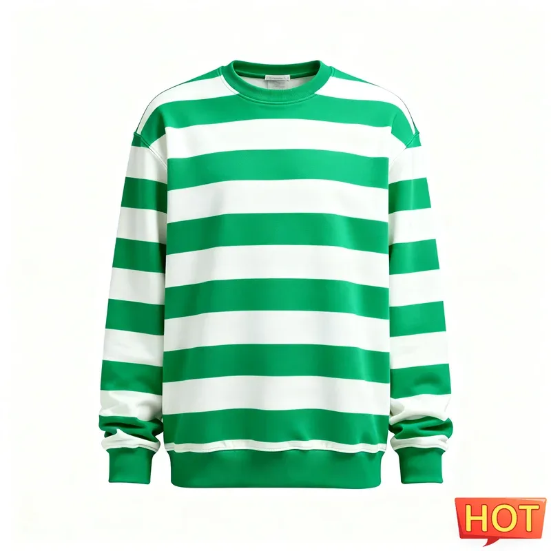 Fashion Striped Graphic Sweatshirts For Men Simple Trendy Long Sleeve 3D Printed Ugly Sweatshirt Casual Oversized Pullovers Tops