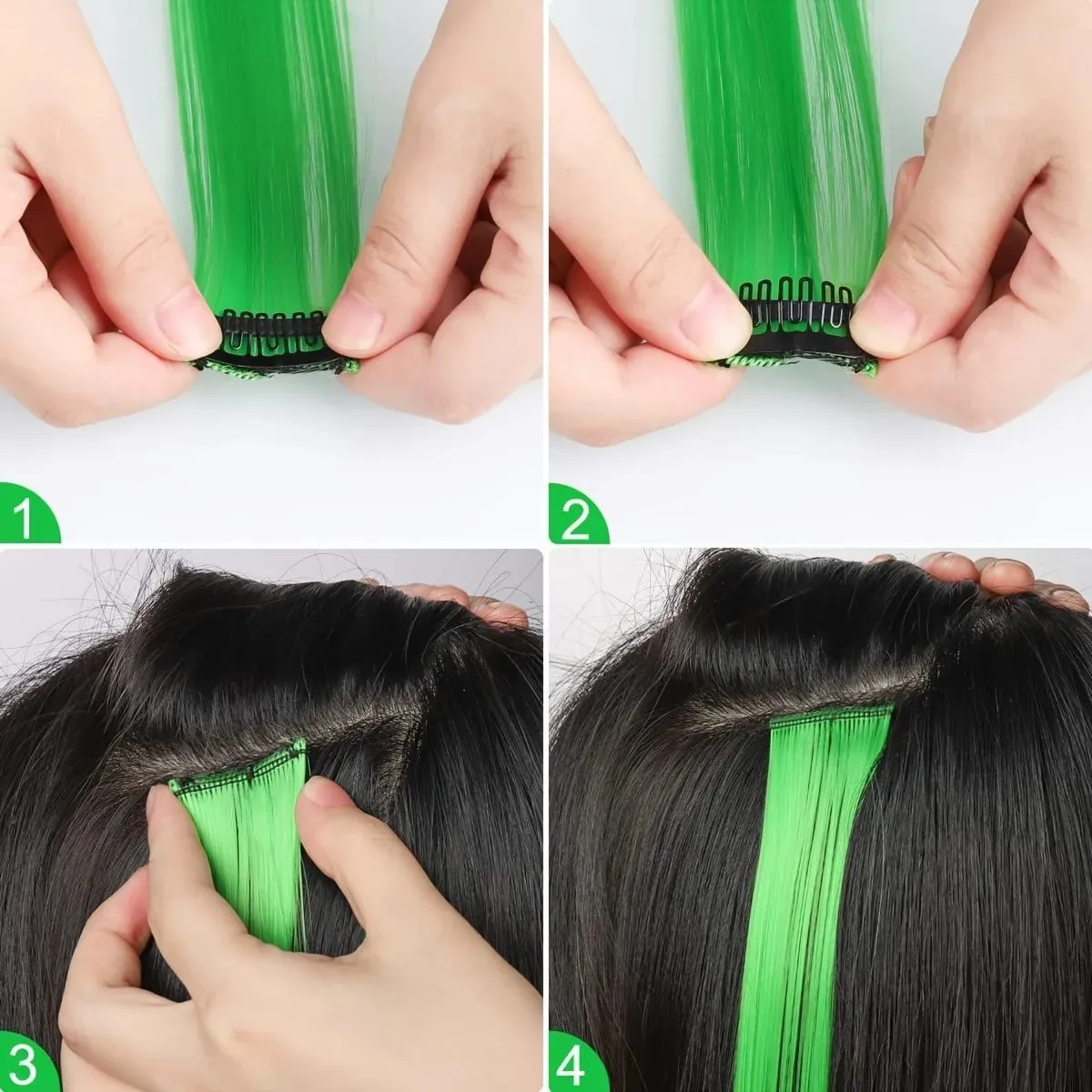 24Pcs/lot Clip in Hair Extensions Multi-Colors Highlights Synthetic Hair 22 inch Rainbow Hairpieces for Girls Women Kids