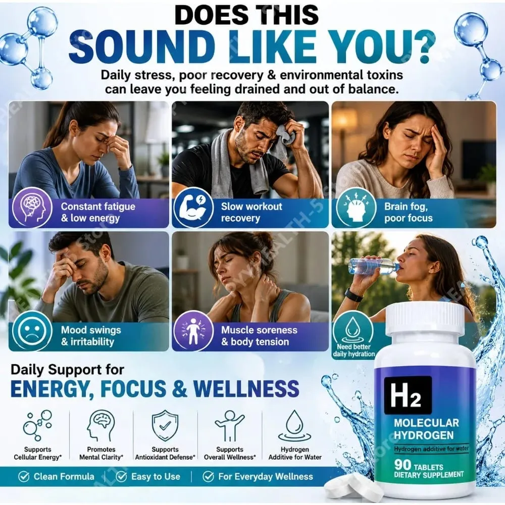 Hydrogen Water Tablets 90 Count Molecular Hydrogen H2 Water Additive with Magnesium for Daily Hydration Support
