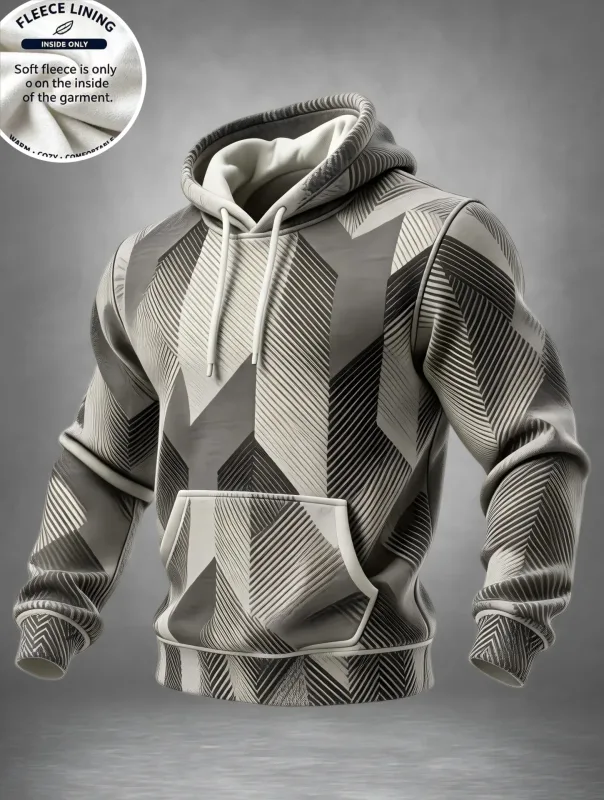3D Print Fleece Hoodie Blue Spiral Grid Optical Illusion Pullover Long Sleeve Kangaroo Pocket Casual Sweatshirt Tops