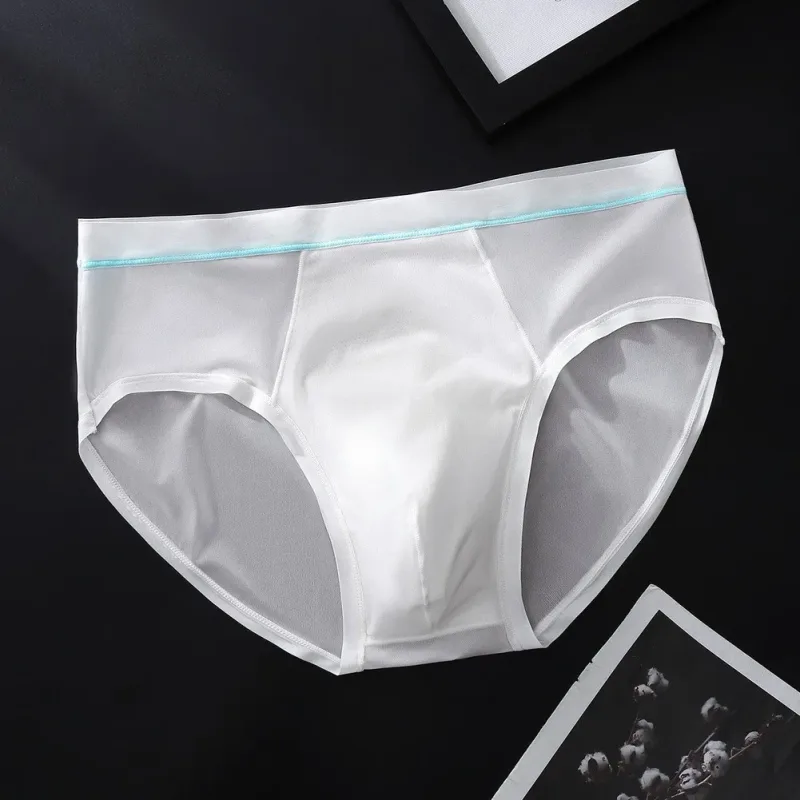 Men's Seamless Ice Silk Briefs Underwear Bulge Pouch Solid Breathable Panties Calzoncillos Hombre Slips Male Panties