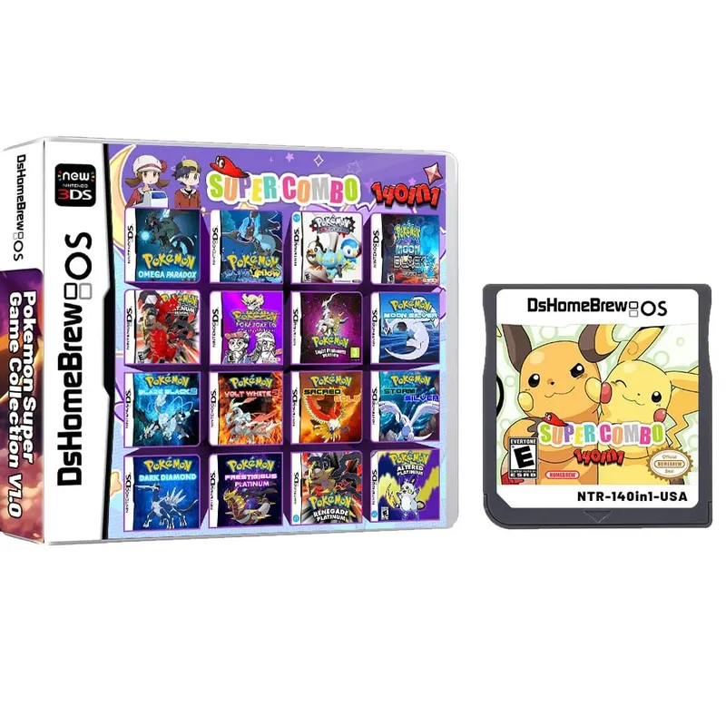 Anime Pokemon Series NDS Game Cartridge Video Game Console Moemon Silver Yellow KAIZO MoonBlack2 Hobby Collection Gifts Toys