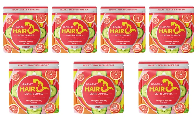 Biotin Gummies with Vitamin C and B12 Supports Strong Healthy Hair Growth Hair Care with Kiwi and Pomelo Extract - 15 Servings