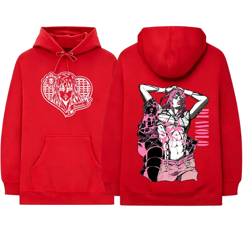 Anime Jojo Bizarre Adventure King Crimson Diavolo Hoodies Men's Women Clothing Fashion Oversized Hooded Sweatshirts Pullovers