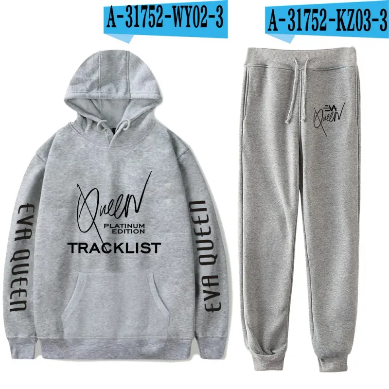 Hip Hop Comfortabel Eva Queen Print Sweatshirt Joggingbroek Pak Hoodies + Broek Pak Jongens/Meisjes 2 Delige Set Kleding
