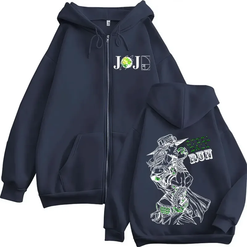 Anime Jojo Bizarre Adventure Gyro Zeppeli Steel Ball Run Zipper Hoodies Men Clothing Long Sleeves Zip Up Sweatshirts Jacket Coat