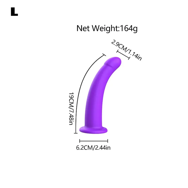 Adjustable Silicone Strap On Dildo Harness with Strong Suction Cup Slim Curved Pegging Dildo Wearable Sex Toy for Women Men Cou