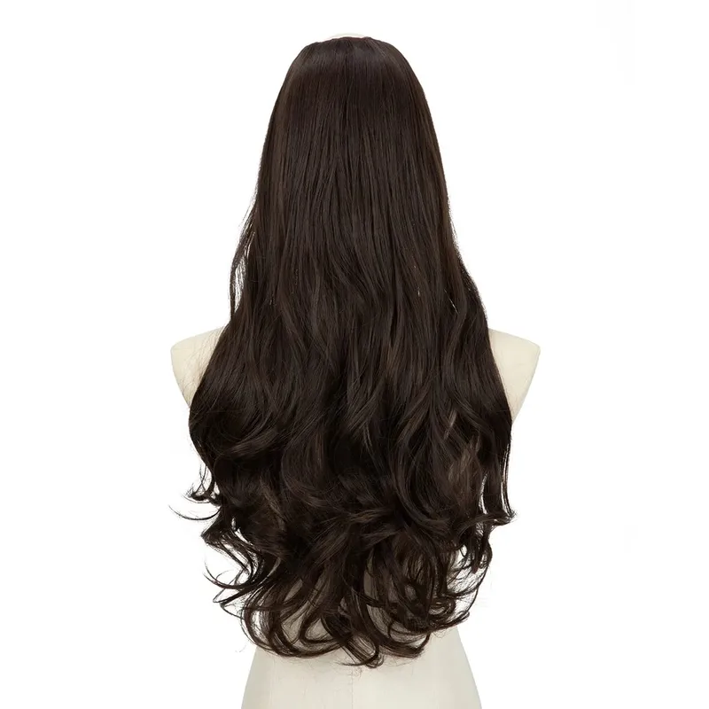 Extension de cheveux synthétiques à Clip en U de qualité supérieure, postiche longue, épaisse et bouclée, Blonde naturelle, faux cheveux résistants à la chaleur pour femmes