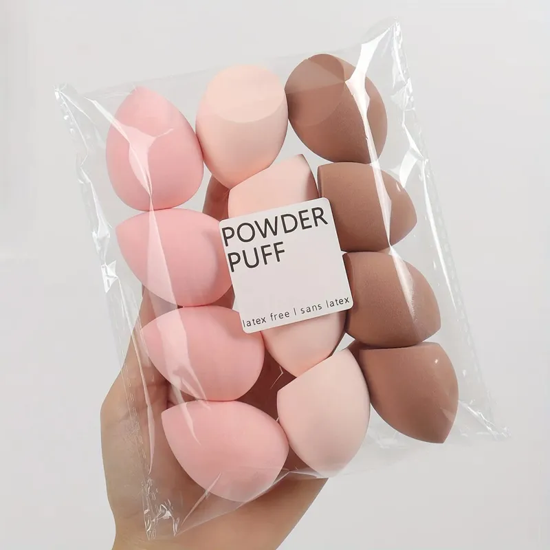 12 pieces latex free hydrophilic polyurethane beauty sponge set multi-color makeup mixing sponge suitable for liquid and cream