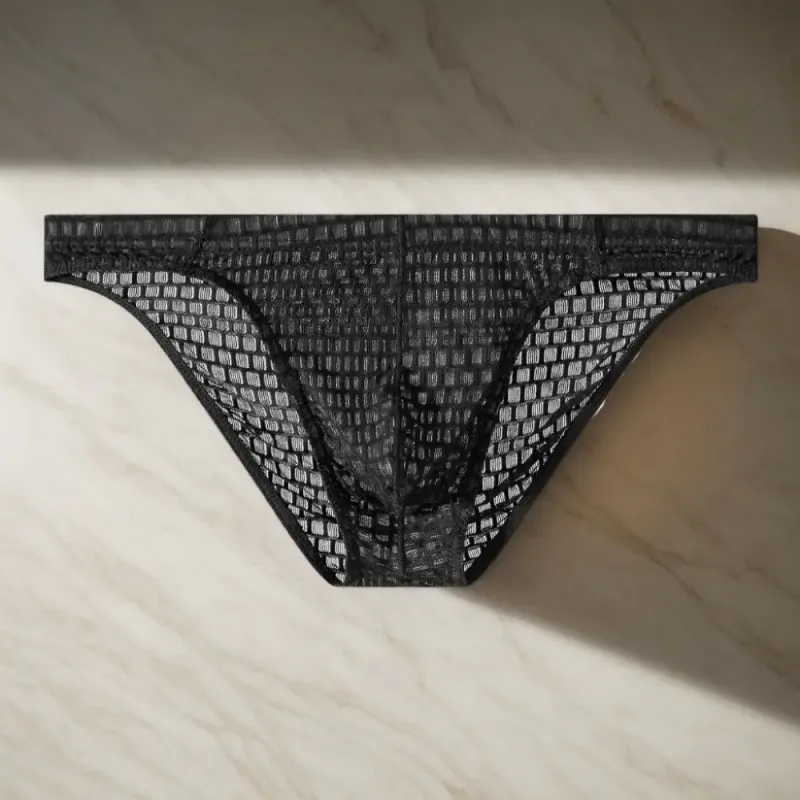 Breathable Low Waist Men's Briefs Transparent Ultra-thin Ice Silk Underwear Lingerie Mesh Panties Male Comfort Fit