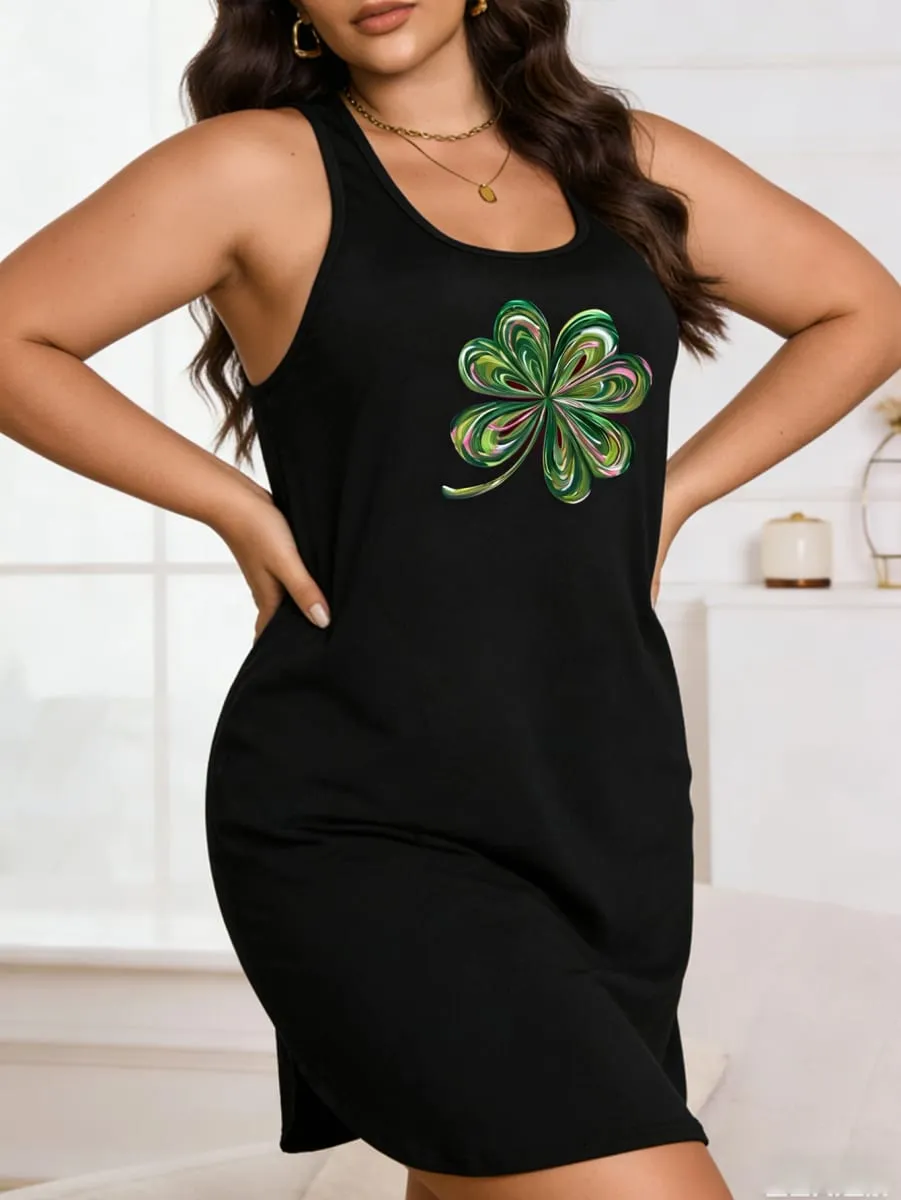 St. Patrick's Day print short-sleeved dress short-sleeved round-neck casual dress suitable for summer women's clothing