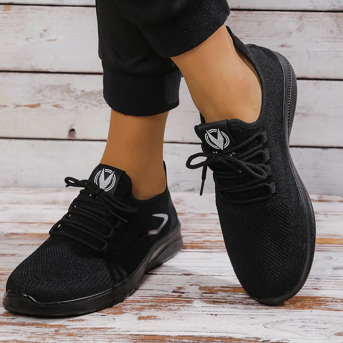 Panlalaking Breathable Knit Lace Up Casual Shoes Magaan ang Malambot na Sol na hindi madulas na Walking Sneakers para sa Panlabas na Libreng Pagpapadala na Sapatos