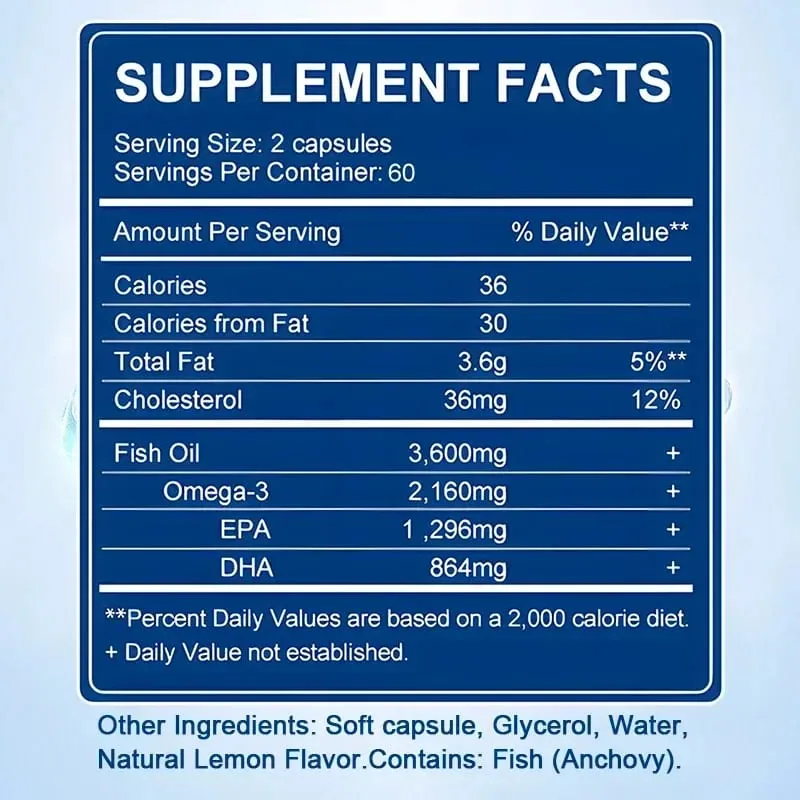 Omega 3 fiskeolie - EPA & DHA højeste styrke til led- og hjernestøtte Hjertesundhedsøjne