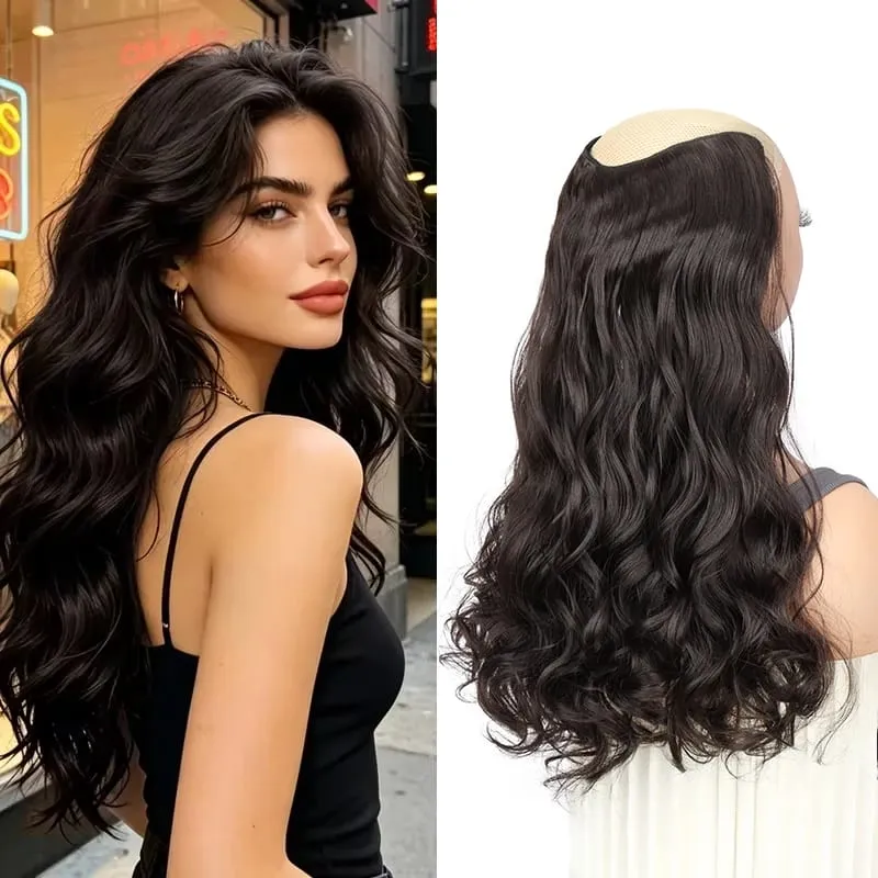 Extension capillaire synthétique bouclée longue de 24 pouces, postiche en Fibers résistantes à la chaleur, postiche Invisible naturelle au Volume pour femmes, usage quotidien — image 8