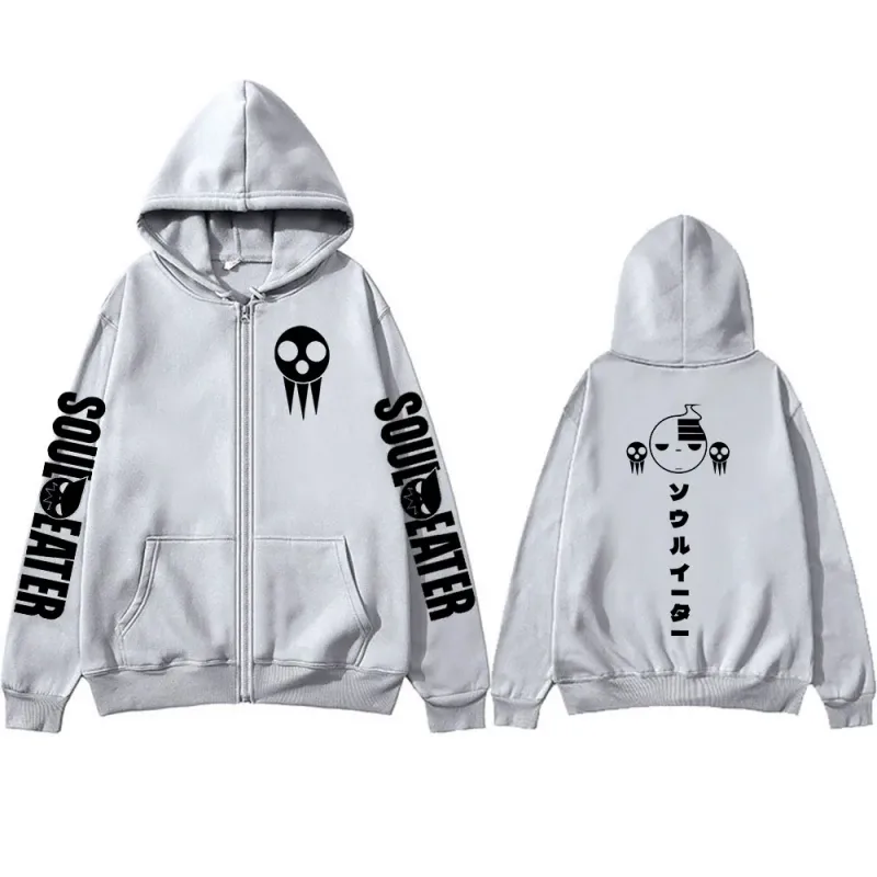 Japanese Anime Soul Eater Death The Kid Zipper Hoodies Men Women Zip Up Hooded Sweatshirts Long Sleeves Pullovers Jackets Caots