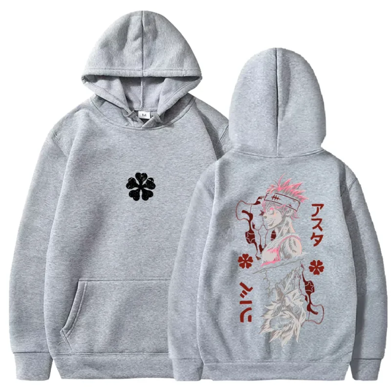 Black Clover Asta Printed Hoodies Manga Fashion Hooded Tops Men Women Clothing Long Sleeves Casual Fleece Loose Soft Streetwear
