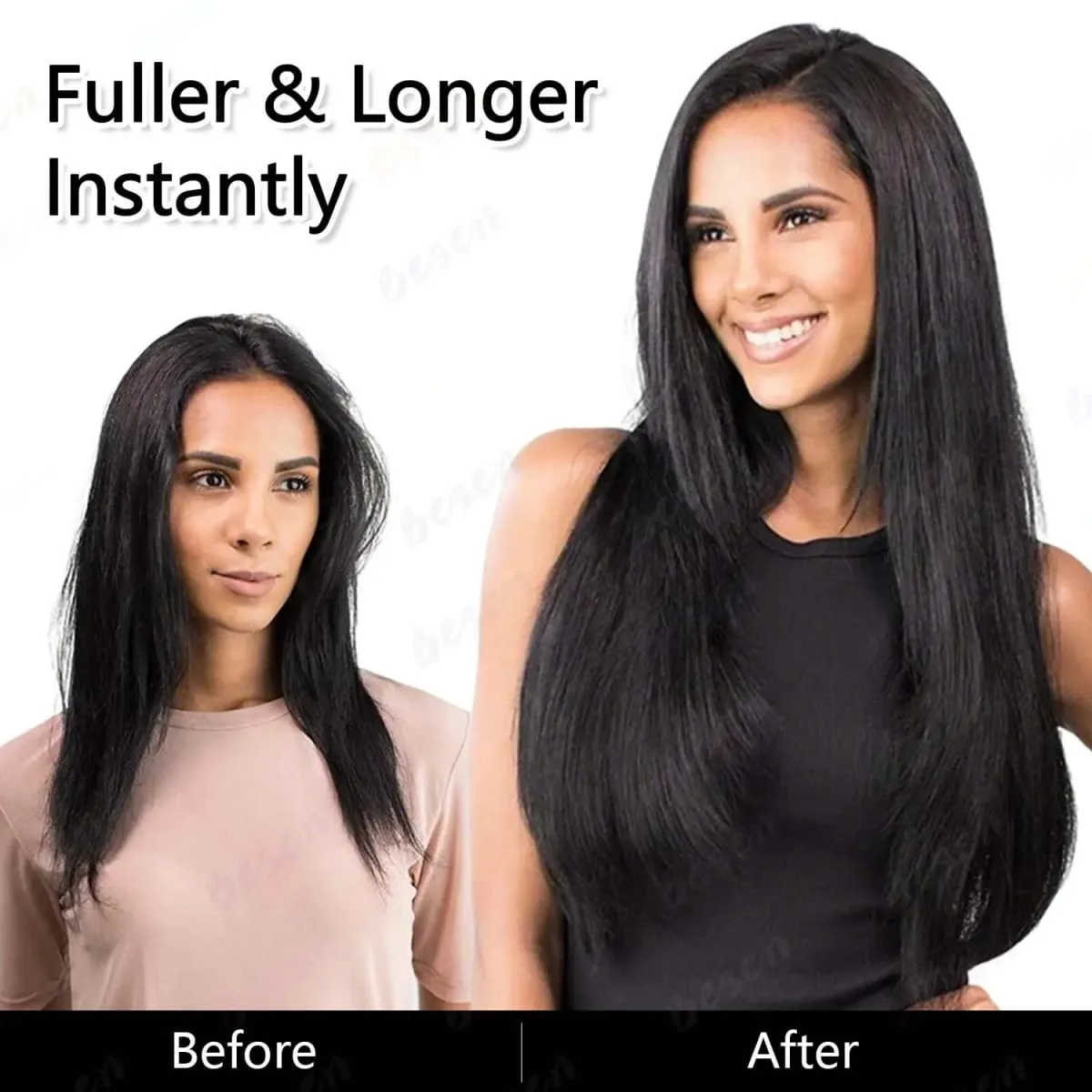 Synthetic 24Inch 16 Clips in Hair Extensions Long Straight Hairstyle Blonde Black Hairpieces Heat Resistant False Hair Daily Use