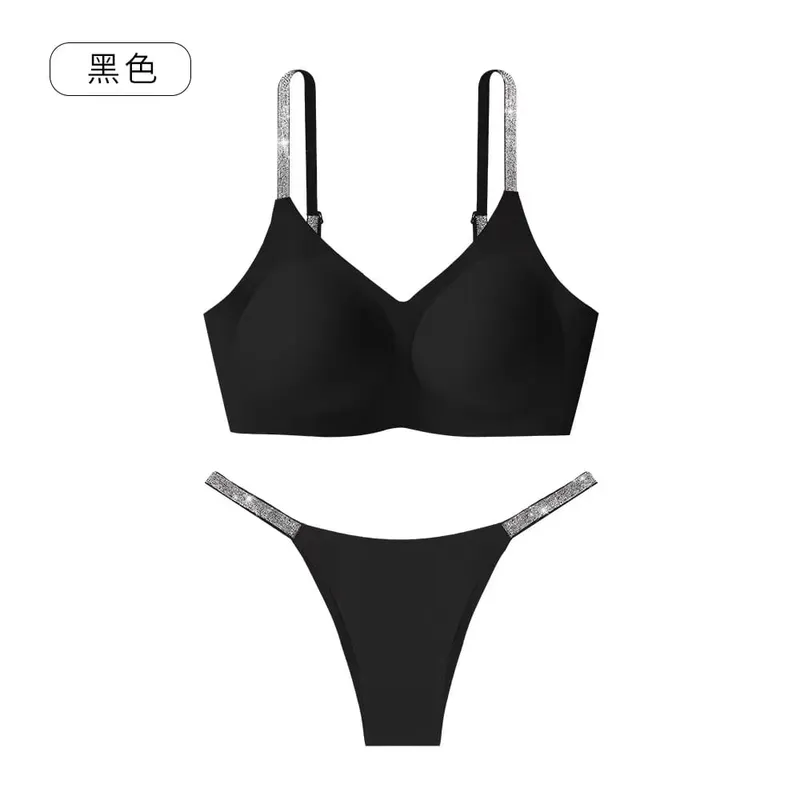 Leopard Print Rhinestone Sexy Bra Set Women Bralette Girls Underwear Brassiere Fashion Thong Gather Bras Lingerie Panty Sets