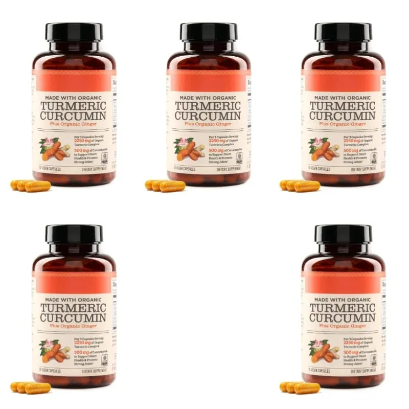 Turmeric Curcumin Plus Vegan Capsules Made with Organic Ginger Supports Joint Health and Heart Health Non-GMO 90 Capsules