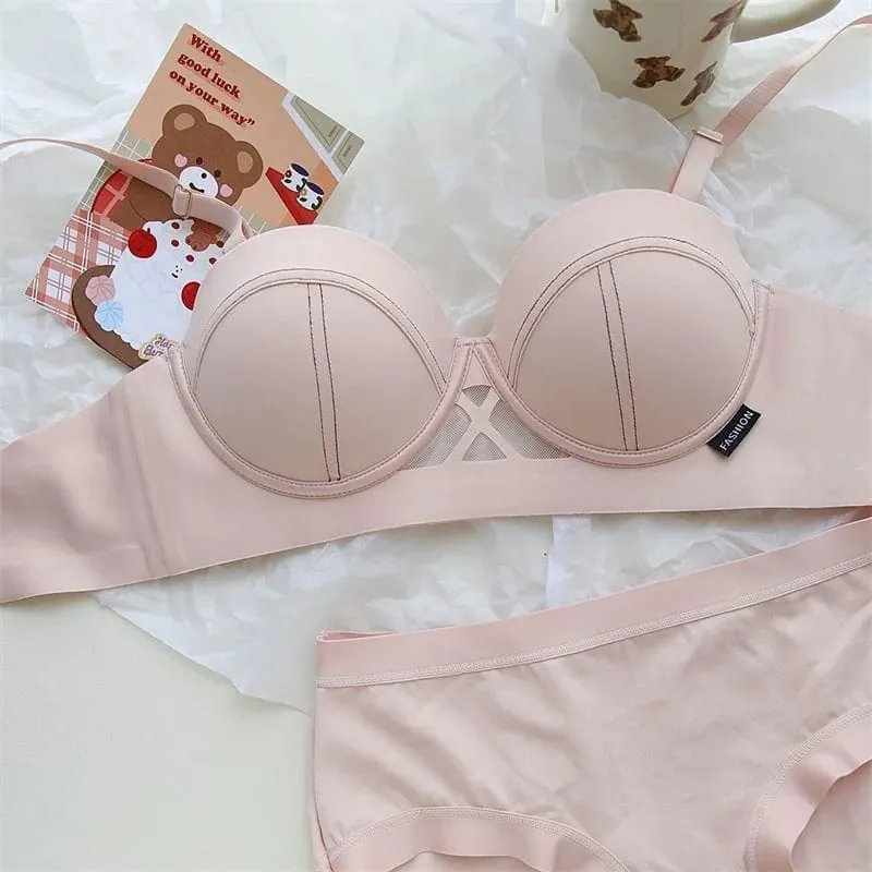 Malha preta sutiãs e calcinha para mulher push up lingerie sexy conjunto sem costura bralette mujer sem fio sutiã roupa interior lenceria para damas