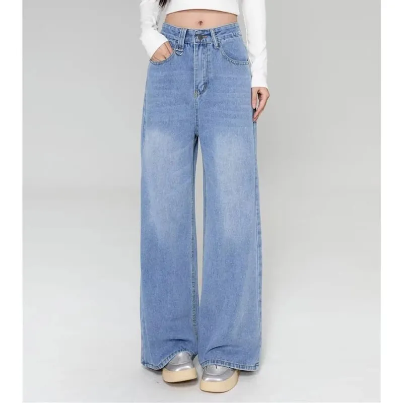 Summer Men Baggy Jeans Unisex Vintage American Style Straight Wide Leg Denim Pants Fashion Brand Hot Sale Casual Trousers