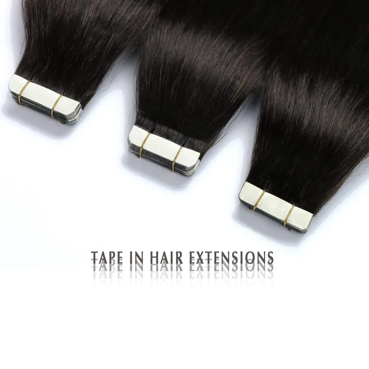 Tape-In Hair Extensions Human Hair 18 Inch #1B Remy Silky Straight Seamless Skin Weft 20Pcs 50G Real Human Hair Tape Ins For Women Add Length Volume Wedding Daily Salon Use
