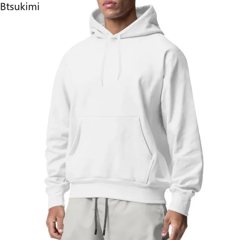 2026 New Men's Fashion Harajuku Hooded Sweatshirts Casual All-match Pullovers Male Streetwear Autumn Winter Fleece Warm Hoodies
