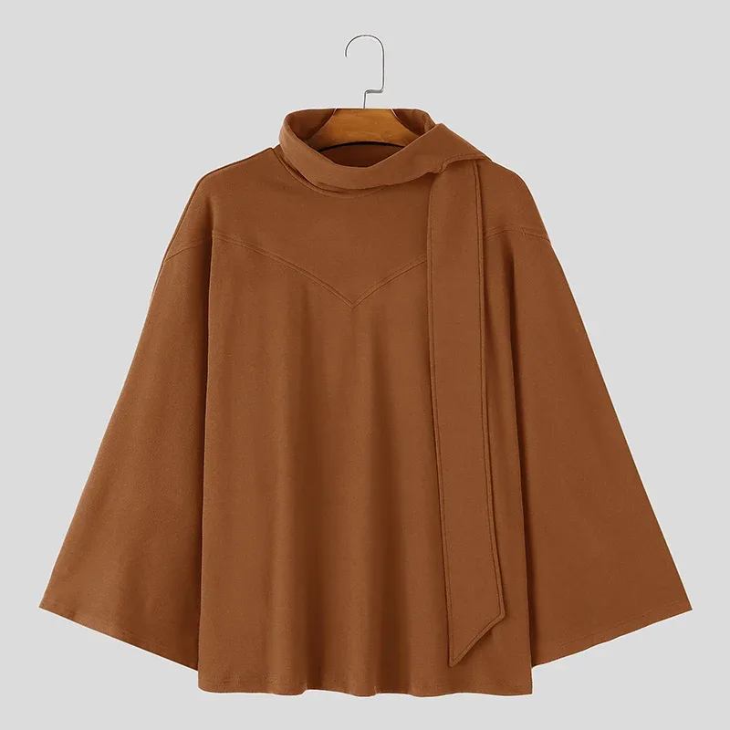 Men's Sweatshirts Solid Cloak Cape For Man Long Sleeve Scarf Collar Streetwear Autumn Winter Fashion Ponchos Hoodies