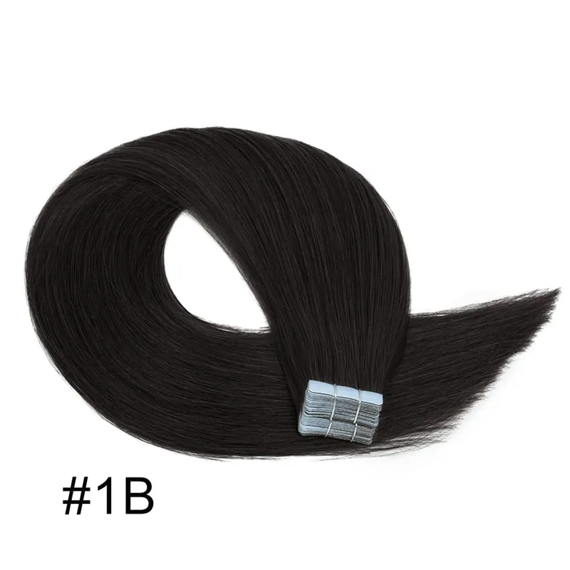 Women Tape Hair Extensions 100% Natural Human Hair Extension Tape In Blonde Natural Straight Hair Skin Weft Real Hair