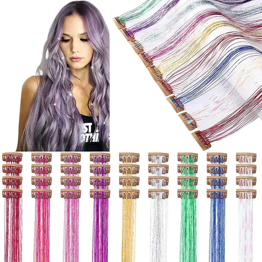 1/6Pcs Colorful Long Straight Hair Pieces Synthetic Clip-in Hair Extensions Synthetic High Temperature Fiber Wig for Daily Use