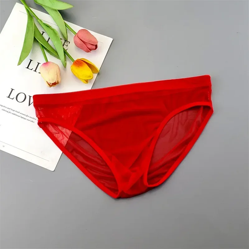 남자 투명한 나일론 팬티 3D 주머니 경량 남성 비키니 속옷 부드러운 쉬어 빠른 건조 스트레치 란제리 XL/XXL/3XL/4XL