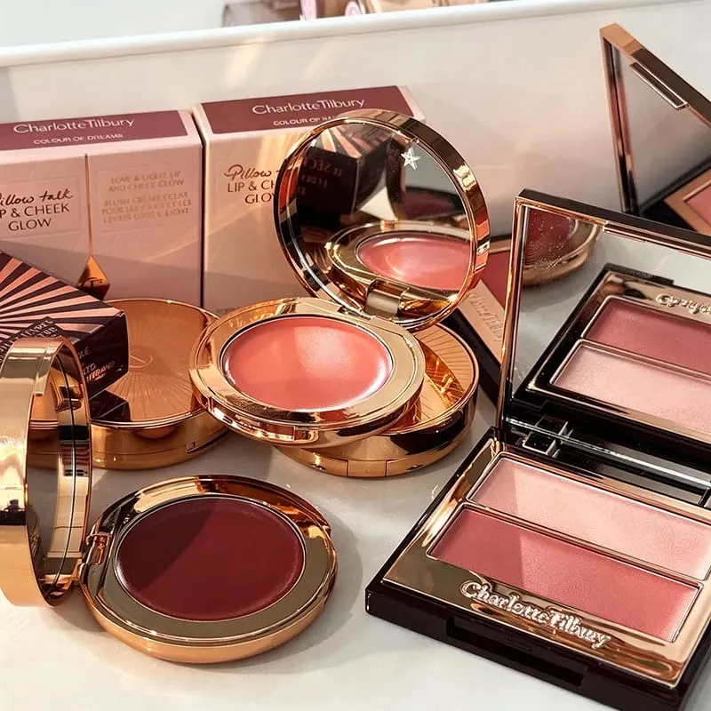 Fashion Charlotte Lip Cheek Dual-use Blusher Cream Two Color Highlight Powder Blusher Waterproof Oil Control Tilbury Cosmetics