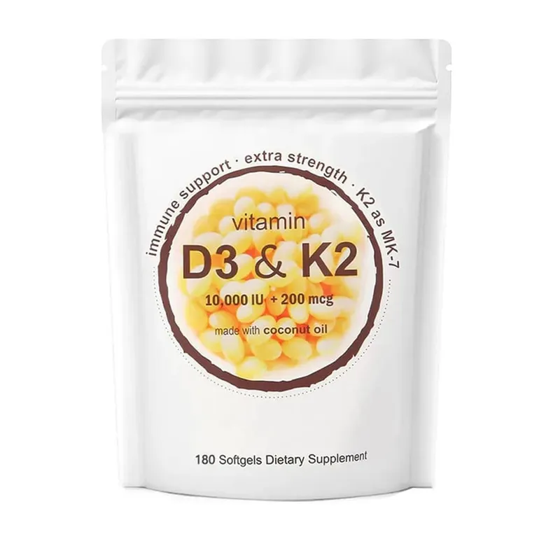 180/300 Vitamin D3 K2 Softgel Supplement with Coconut Oil - 2-in-1 Vitamins D & K Complex | Extra Strength Easy to Swallow