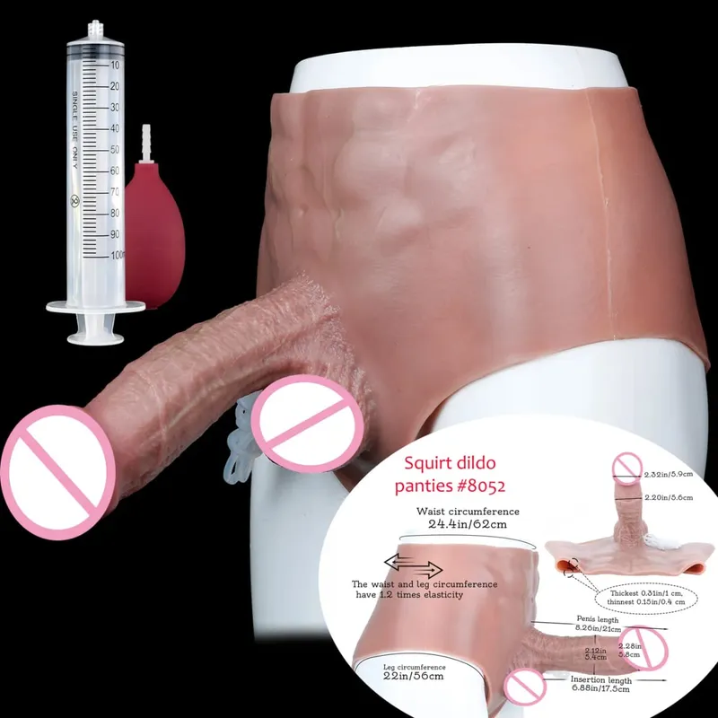 Black Nude Strapon Big Realistic Ejaculation Dildo Silicone Squirting Panties With Simulated Solid Penis Sex Toy For Women