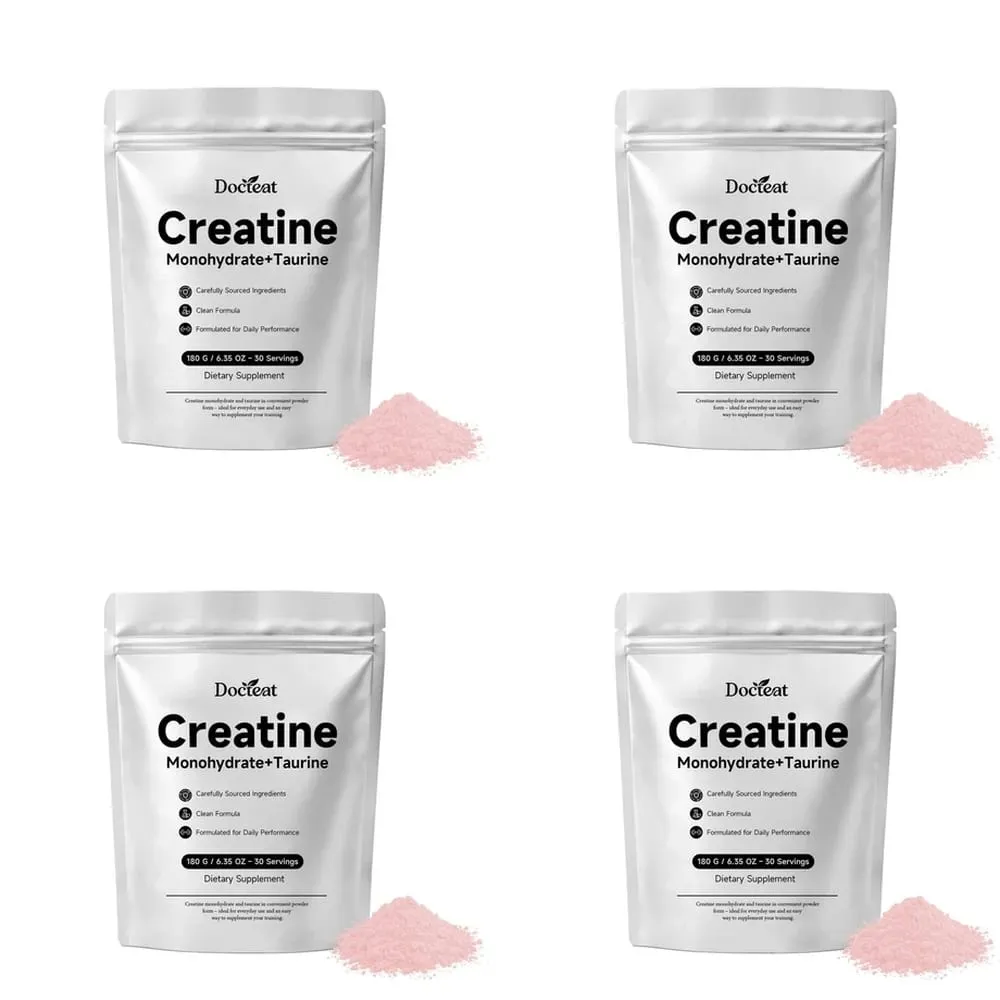 Creatine Monohydrate Taurine Powder 180g 30 Servings Muscle Strength Endurance Performance Workout Fitness Training Supplement