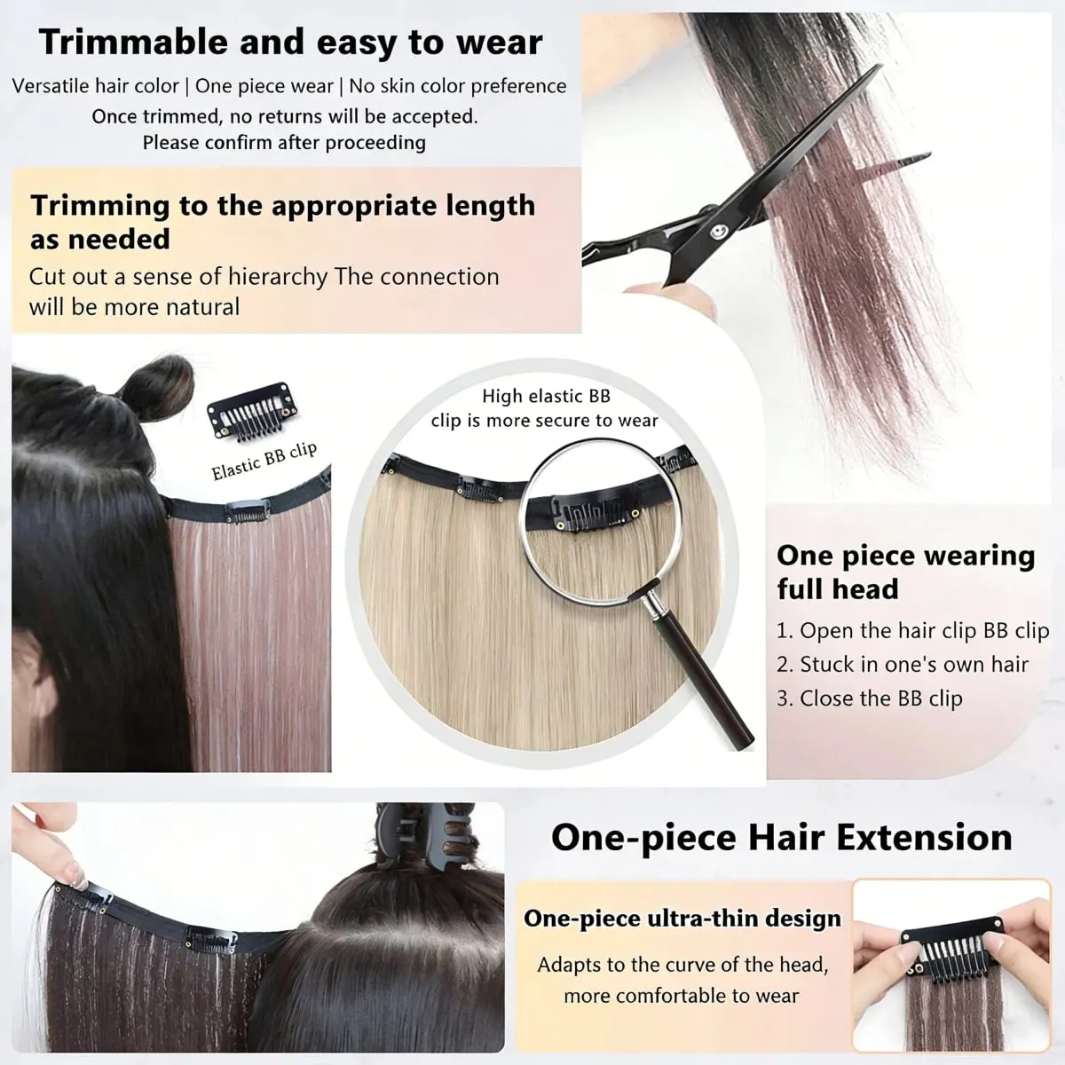 Synthetic Wavy/Straight Wigs Clip in Hair Extensions 20inches/24inches Clip On Hair Extensions for Women Hair Accessories