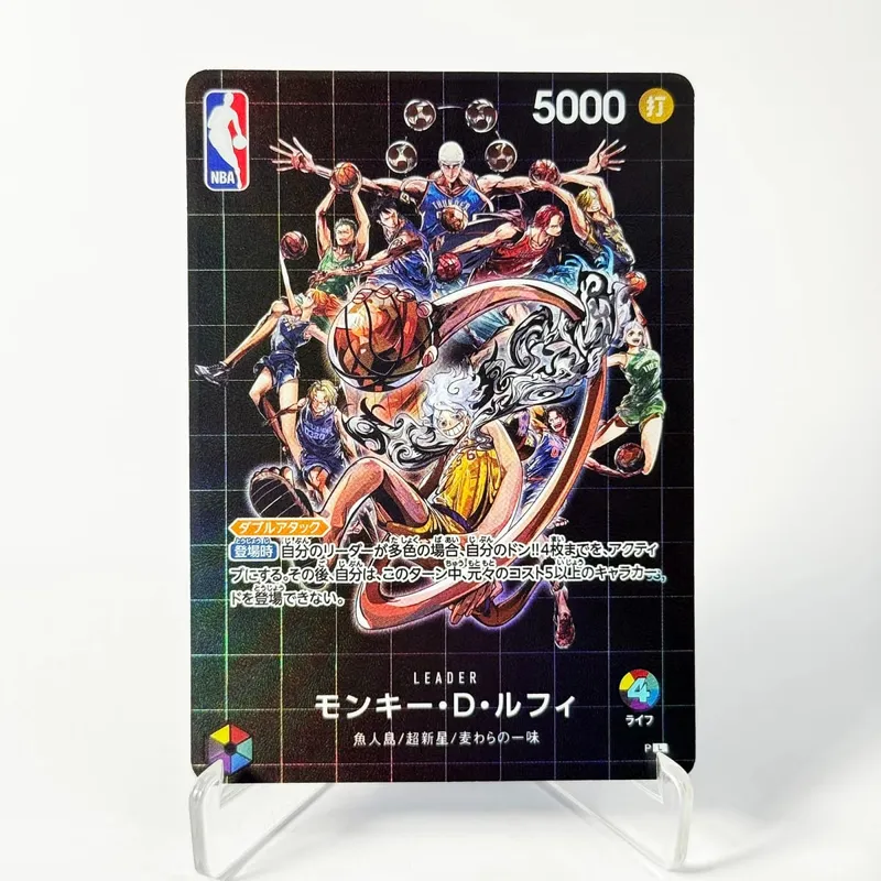 One Piece US College Basketball Luffy Promo Card Straw Hat Crew Anime Collectibles Replica High Quality Cards Foil Texture Card