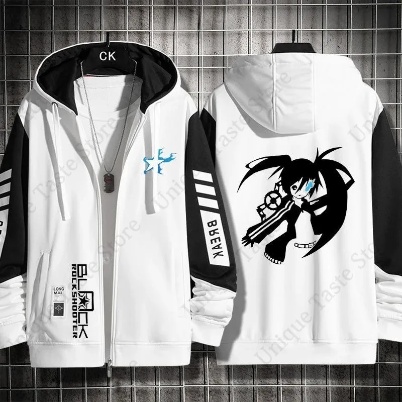 ‌BLACK ROCK SHOOTER Hoodies Anime Cartoon Kuroi Mato Print Sweatshirt BLACK ROCK SHOOTER Merch Men Women Autumn Zipper Hoodie