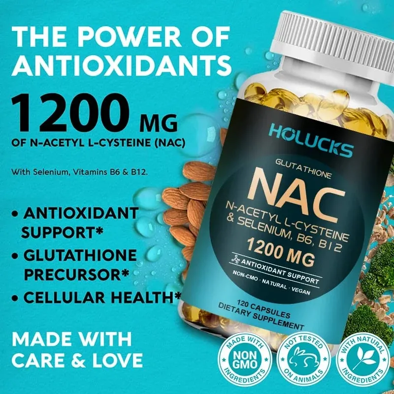NAC Glutathione Food Supplement Detox & Antioxidant Anti-Aging for Liver Health Immune Support Skin Care Hair Nails