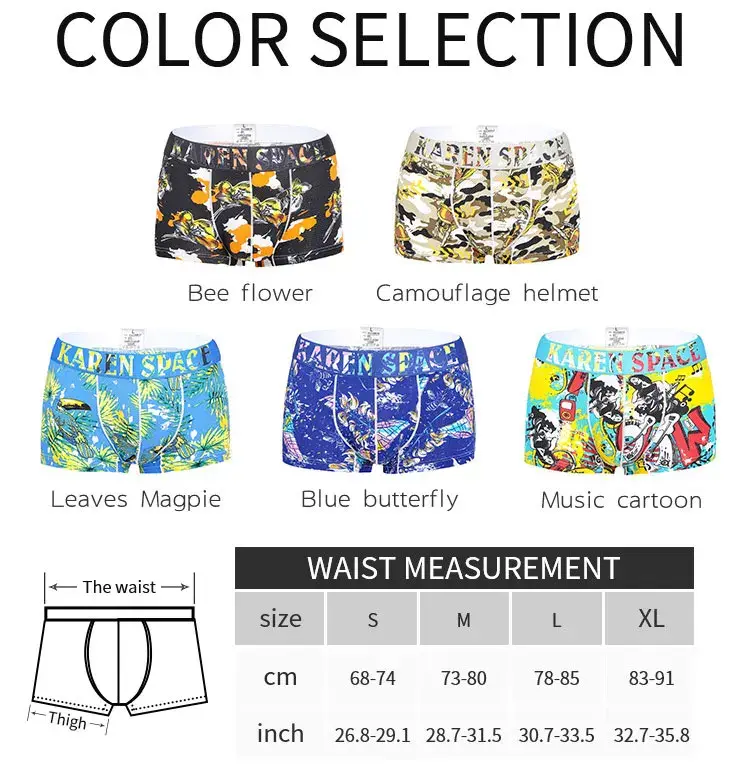 Boxer Uomo Traspiranti Stampati Ghiaccio Seta Intimo Mutandine Maschili Moda Comode Calzoncillo Hombre