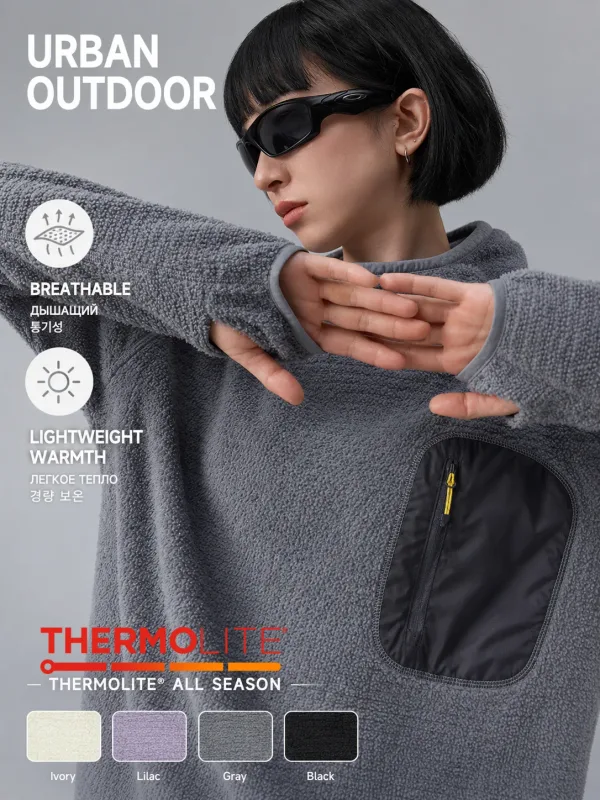 Unisex THERMOLITE® All Season Thermal Hoodie 190g Ultralight Breathable Fleece Mid Layer with Thumbholes & Zip Pocket