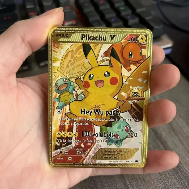 Pokemon Metal Game Collection Card Anime Figure Charizard Pikachu Blastoise Mewtwo Battle Collection Carte Card Toy Gift