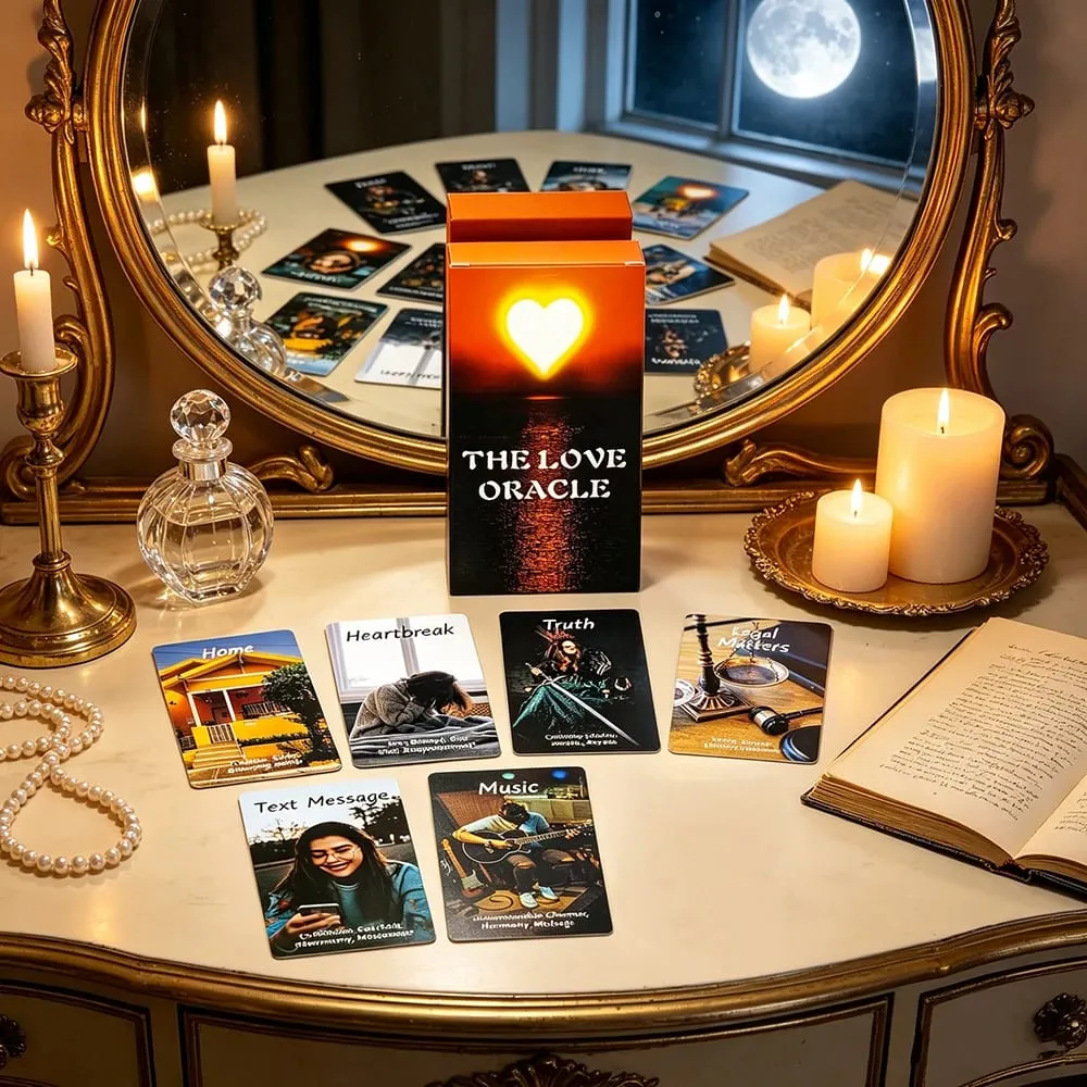 The Love Oracle Cards 54 Cards with Heart-Themed Art – Perfect for Singles Partners & Spiritual Seekers Seeking Heart Clarity