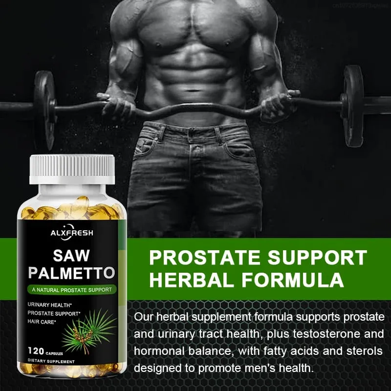 Alxfresh Suplement zdrowotny do prostaty Naturalny ekstrakt z palmy sabałowej wspomaga prostatę i kapsułki na porost włosów dla mężczyzn i kobiet
