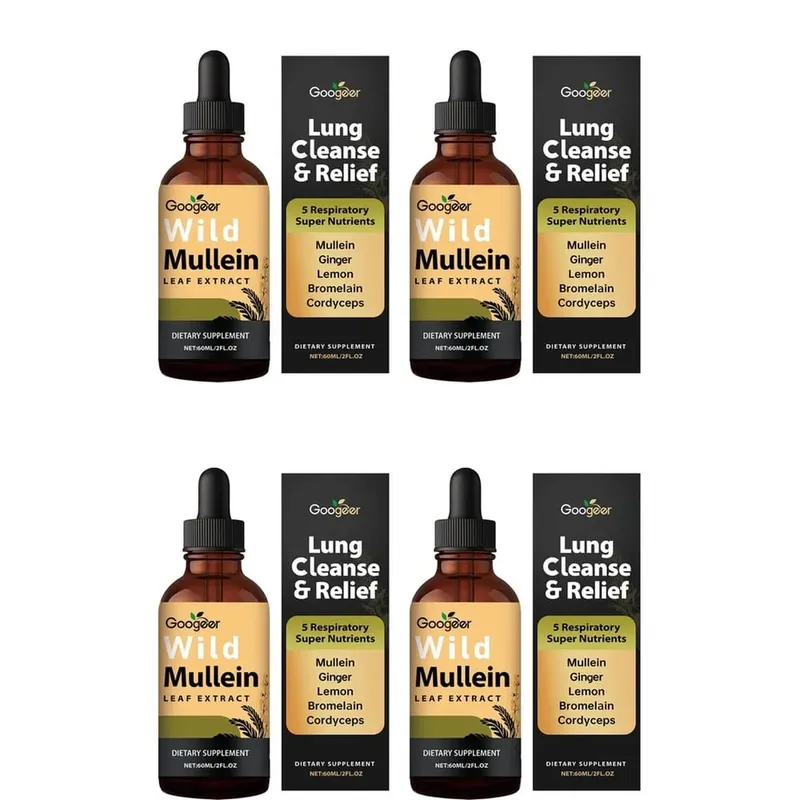 Extracto de hoja de gordolobo salvaje de Googeer, soporte respiratorio líquido, extracto de cáscara de limón y jengibre, extracto de bromelina y Cordyceps, 60 ML