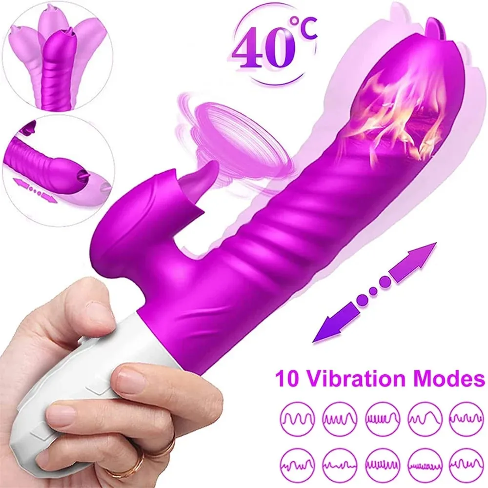 女性用推力震動器舔 G 點陰蒂乳頭刺激器加熱逼真假陽具自慰成人性玩具