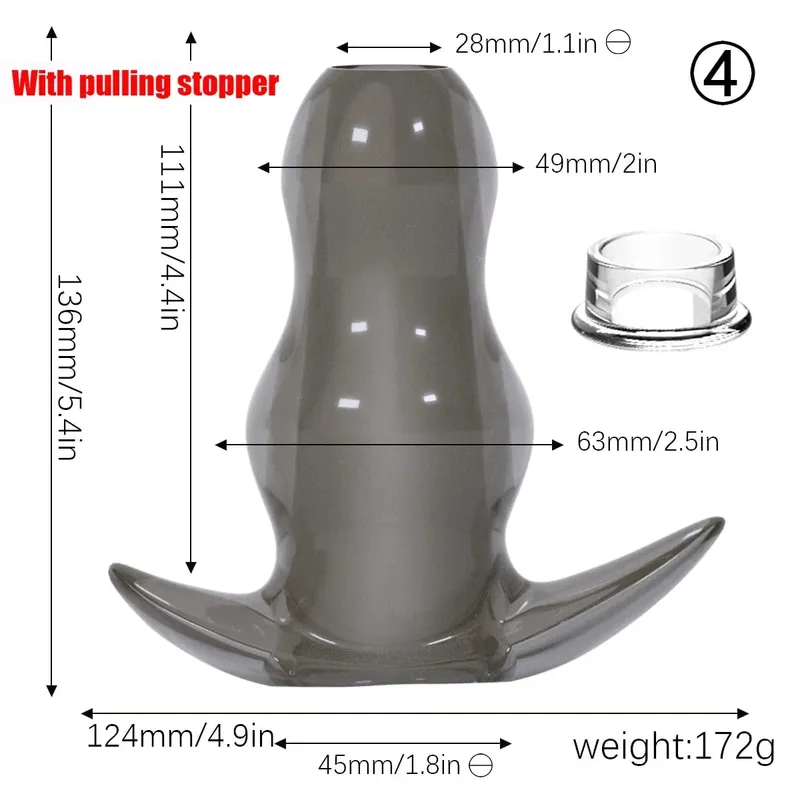Purple TPE Hollow Tunnel Butt Plug Set - Graduated Open Anal Stretcher Plugs Flexible Sex Toy for Men & Women